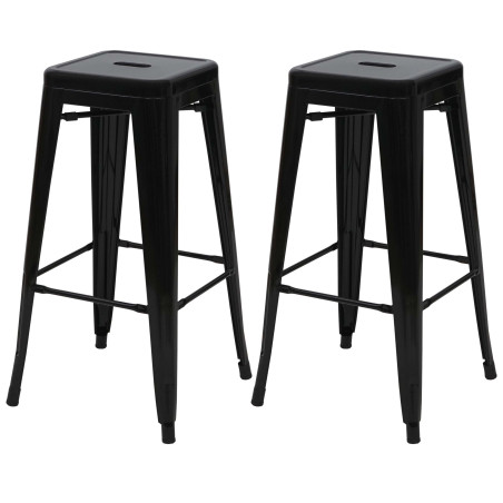 2x tabouret de bar chaise de comptoir, métal, design industriel, empilable - noir