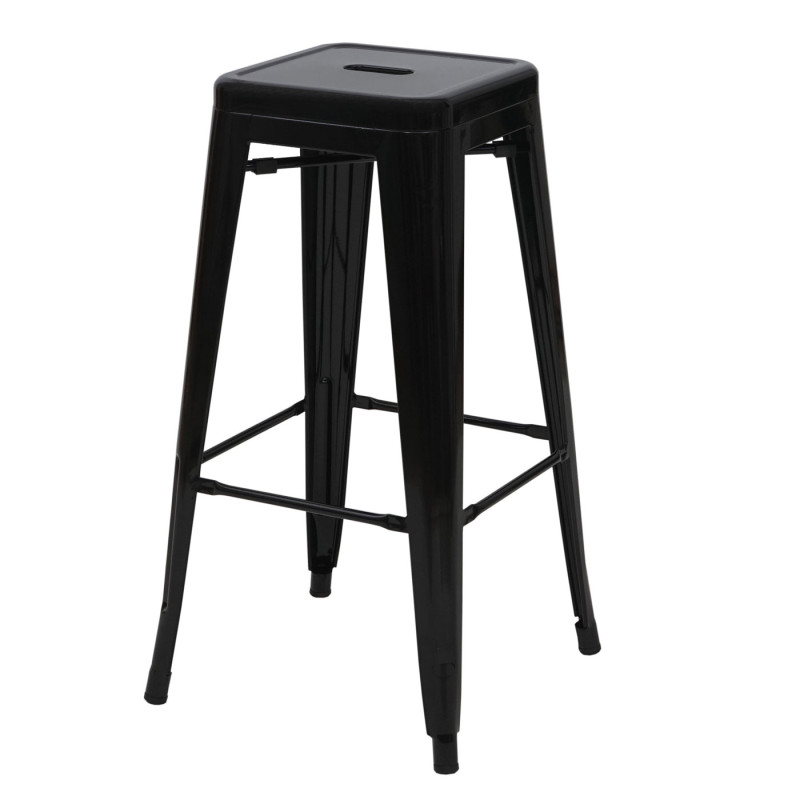 2x tabouret de bar chaise de comptoir, métal, design industriel, empilable - noir