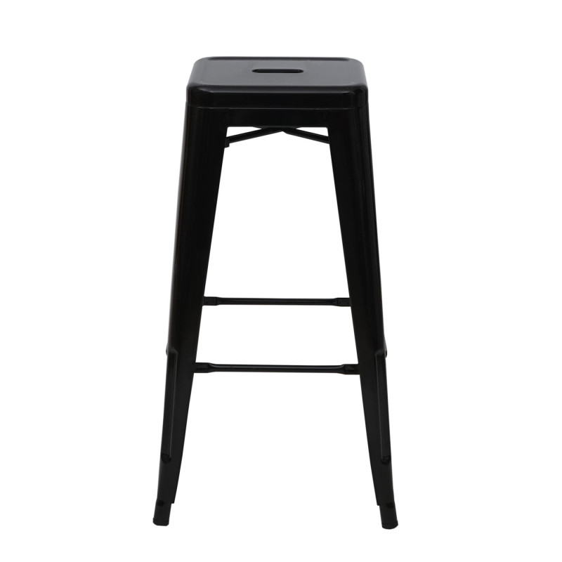 2x tabouret de bar chaise de comptoir, métal, design industriel, empilable - noir