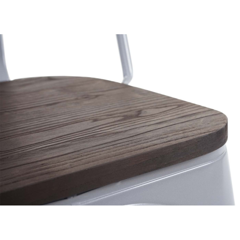 2x chaise de bistro avec siège en bois, chaise empilable, métal, design industriel - gris