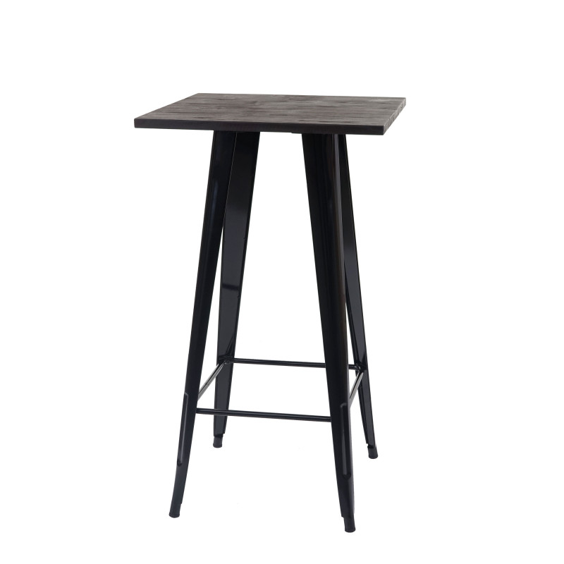 Table mange-debout plateau en bois, design industriel, métal, 107x60x60cm, noir