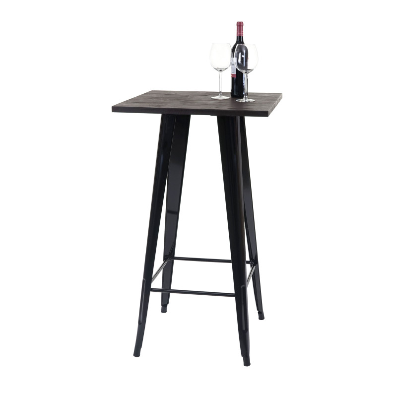 Table mange-debout plateau en bois, design industriel, métal, 107x60x60cm, noir