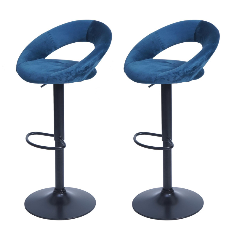 2x tabouret de bar chaise de comptoir, monture noire - velours, pétrole