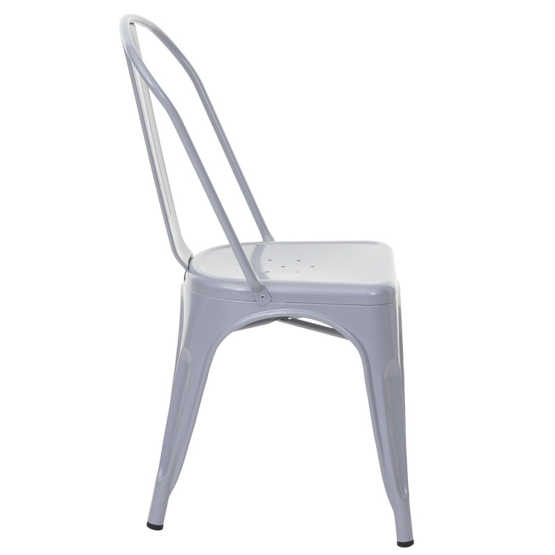 2x chaise de bistro chaise empilable, métal, design industriel - gris