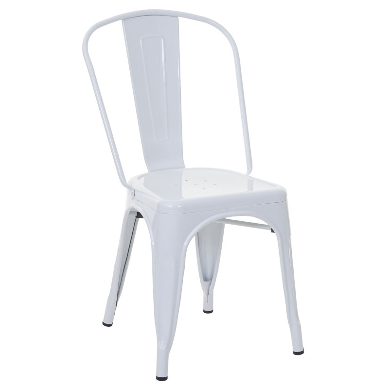 2x chaise de bistro chaise empilable, métal, design industriel - blanc