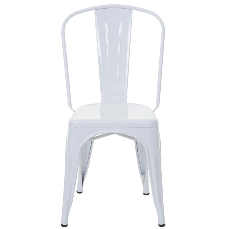 2x chaise de bistro chaise empilable, métal, design industriel - blanc