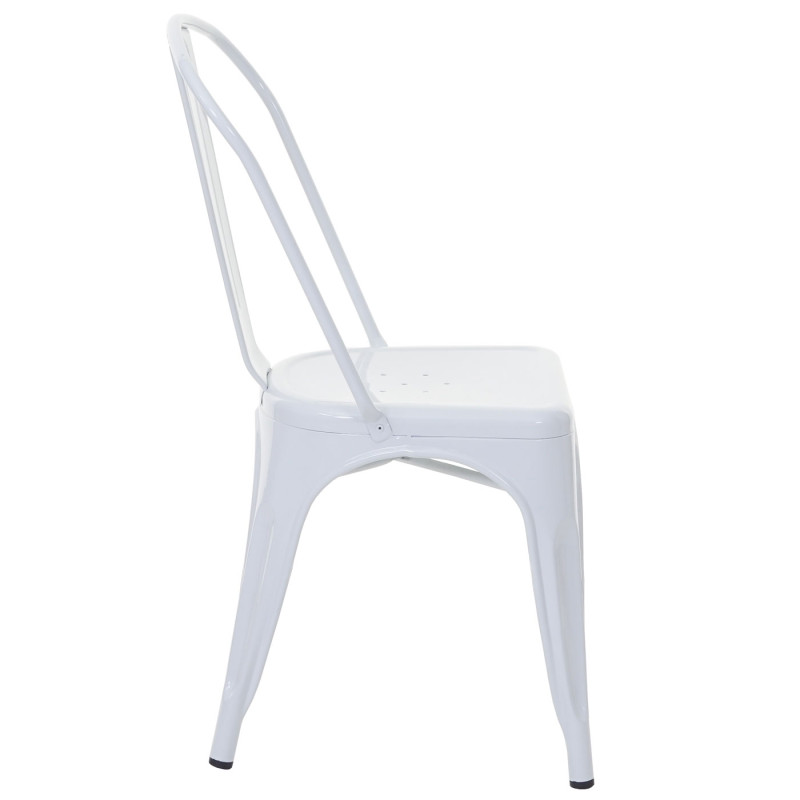 2x chaise de bistro chaise empilable, métal, design industriel - blanc