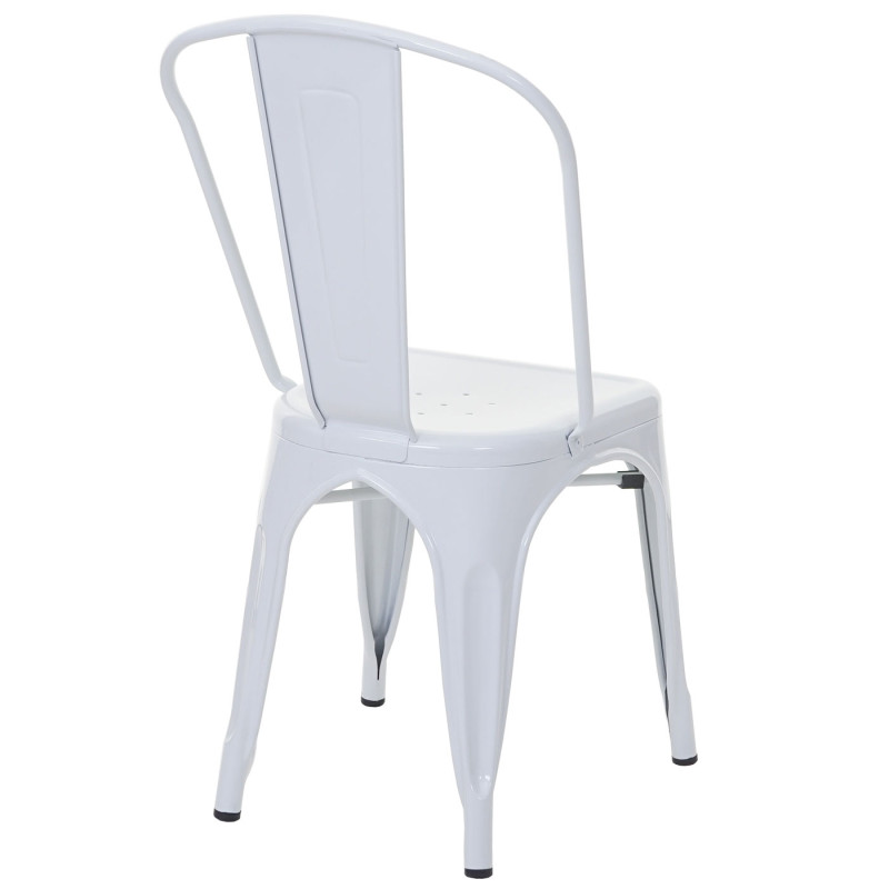 2x chaise de bistro chaise empilable, métal, design industriel - blanc