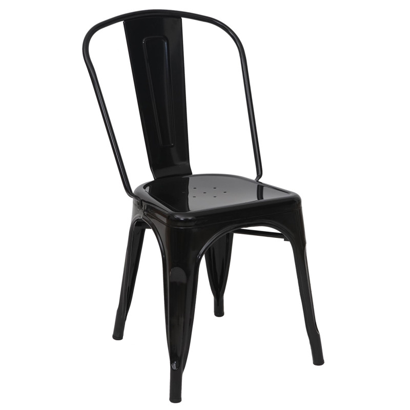 2x chaise de bistro chaise empilable, métal, design industriel - noir