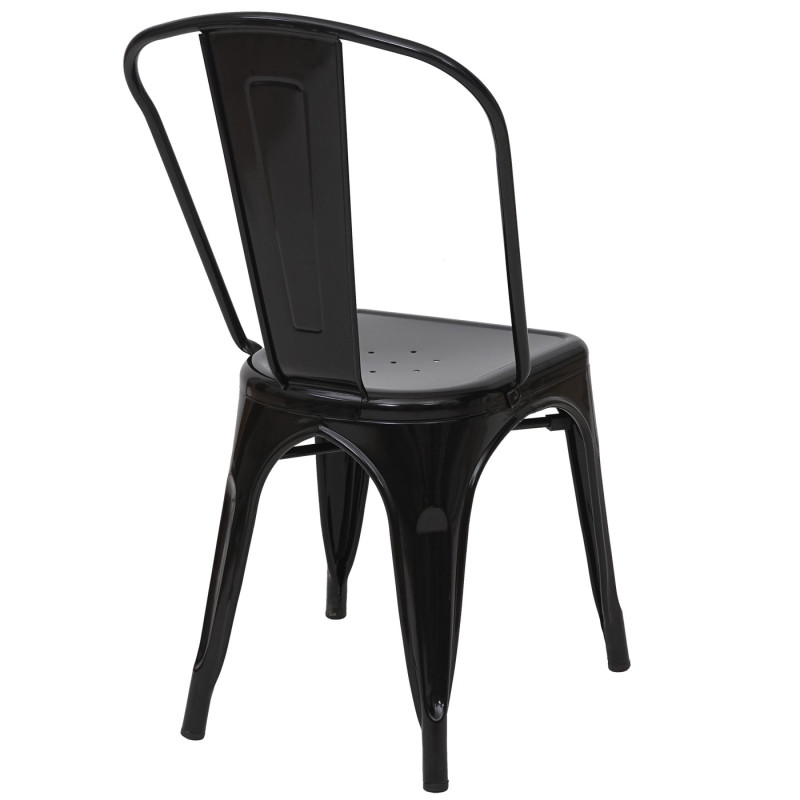 2x chaise de bistro chaise empilable, métal, design industriel - noir