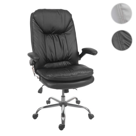 Chaise de bureau fauteuil directorial pivotant, ressorts en spirale, similicuir - blanc