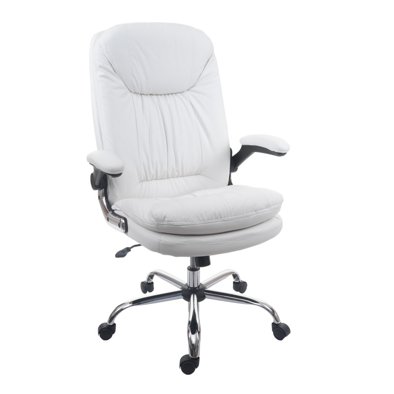 Chaise de bureau fauteuil directorial pivotant, ressorts en spirale, similicuir - blanc