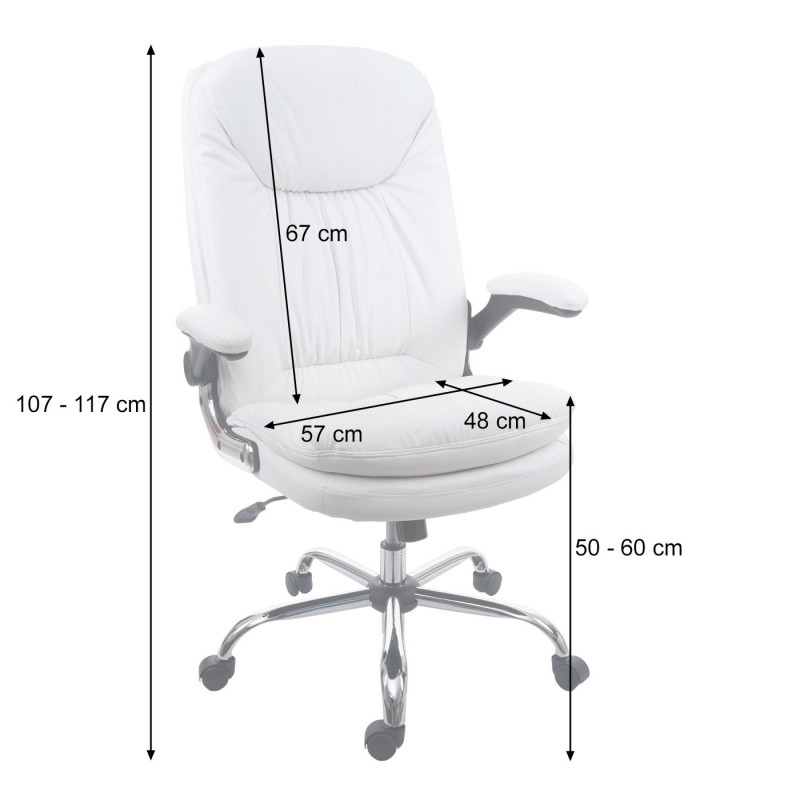 Chaise de bureau fauteuil directorial pivotant, ressorts en spirale, similicuir - blanc