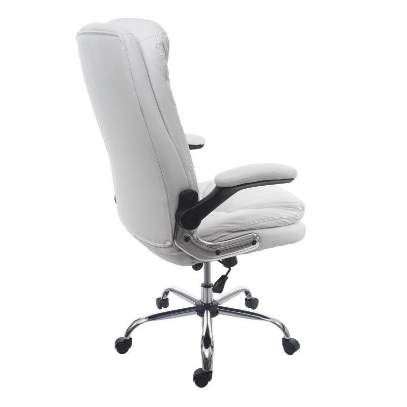 Chaise de bureau fauteuil directorial pivotant, ressorts en spirale, similicuir - blanc