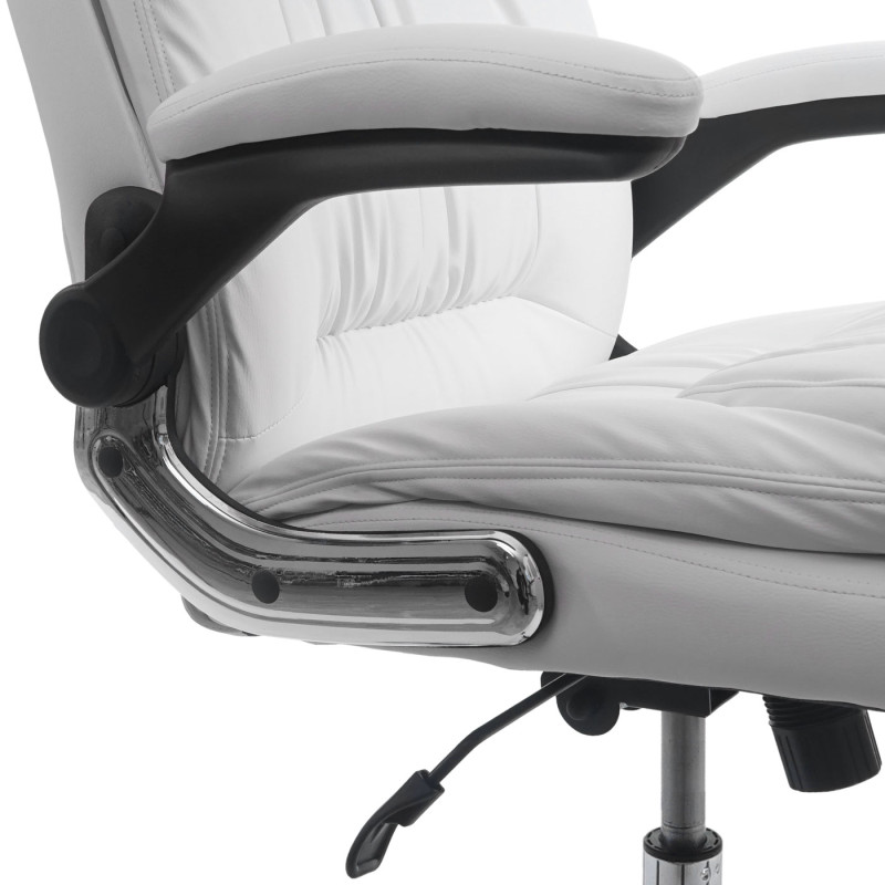 Chaise de bureau fauteuil directorial pivotant, ressorts en spirale, similicuir - blanc