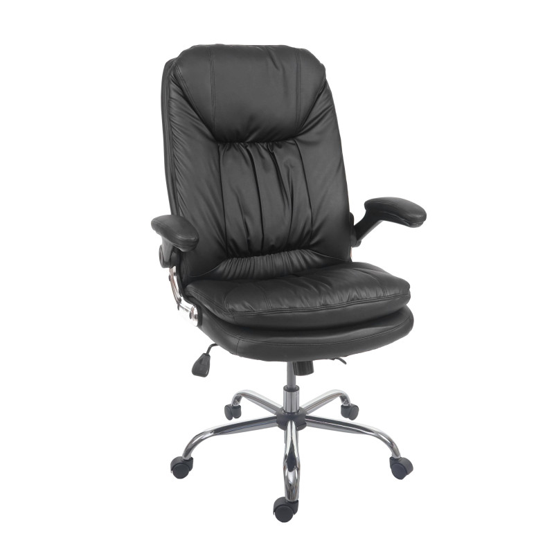 Chaise de bureau fauteuil directorial pivotant, ressorts en spirale, similicuir - noir
