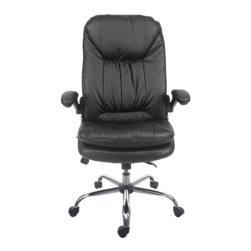 Chaise de bureau fauteuil directorial pivotant, ressorts en spirale, similicuir - noir