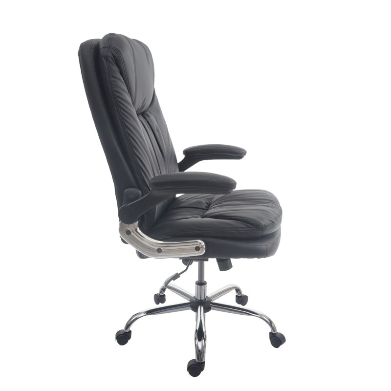 Chaise de bureau fauteuil directorial pivotant, ressorts en spirale, similicuir - noir