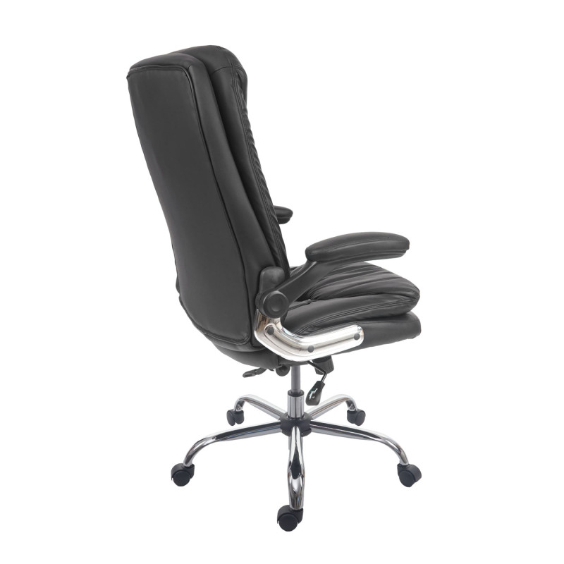 Chaise de bureau fauteuil directorial pivotant, ressorts en spirale, similicuir - noir