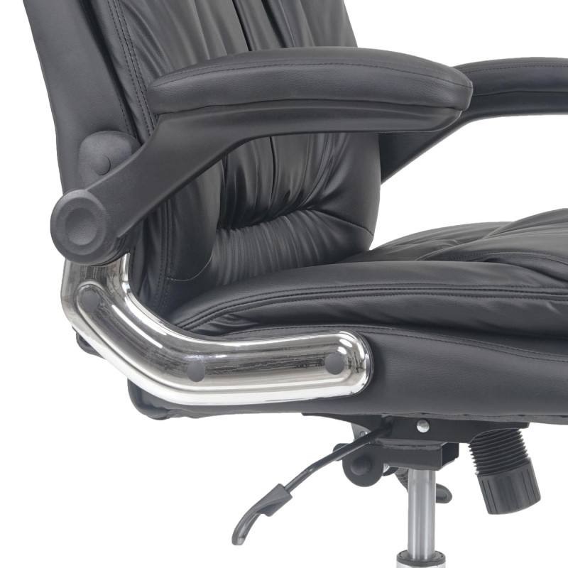 Chaise de bureau fauteuil directorial pivotant, ressorts en spirale, similicuir - noir