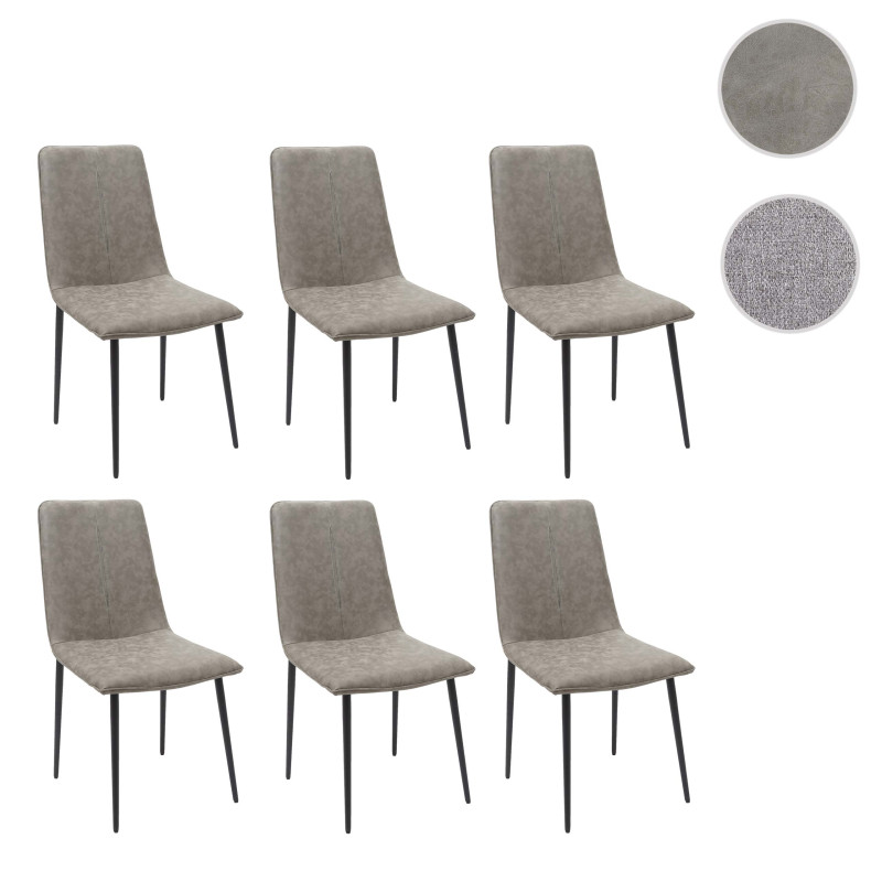 6x chaise de salle à manger , vintage - tissu/textile, gris
