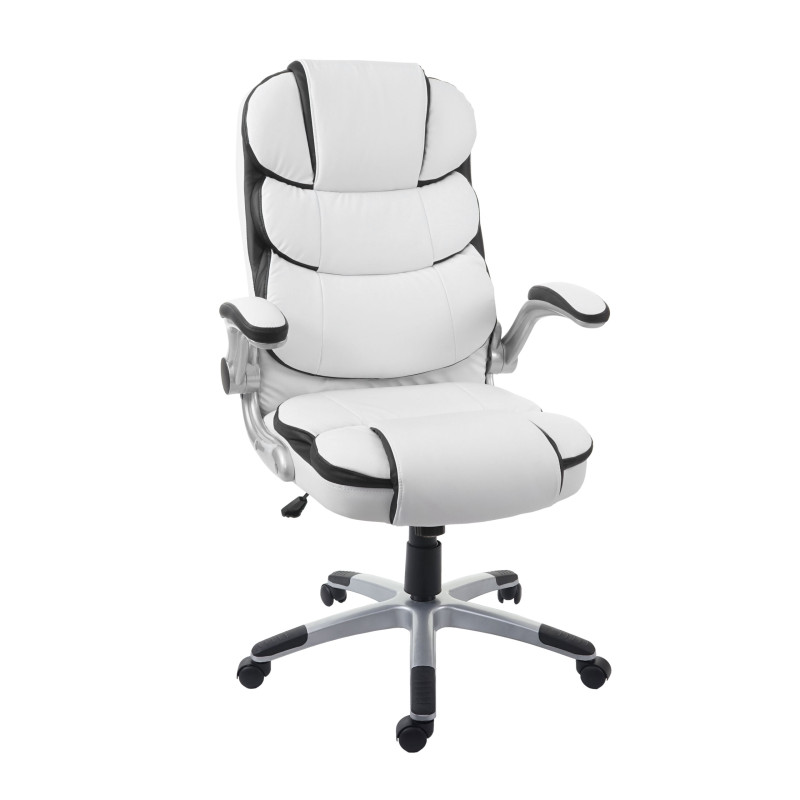 Chaise de bureau chaise pivotante, fauteuil directorial, similicuir - blanc