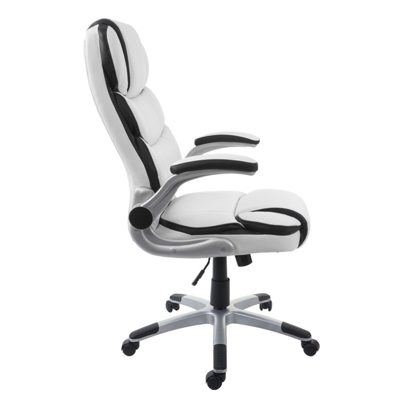 Chaise de bureau chaise pivotante, fauteuil directorial, similicuir - blanc