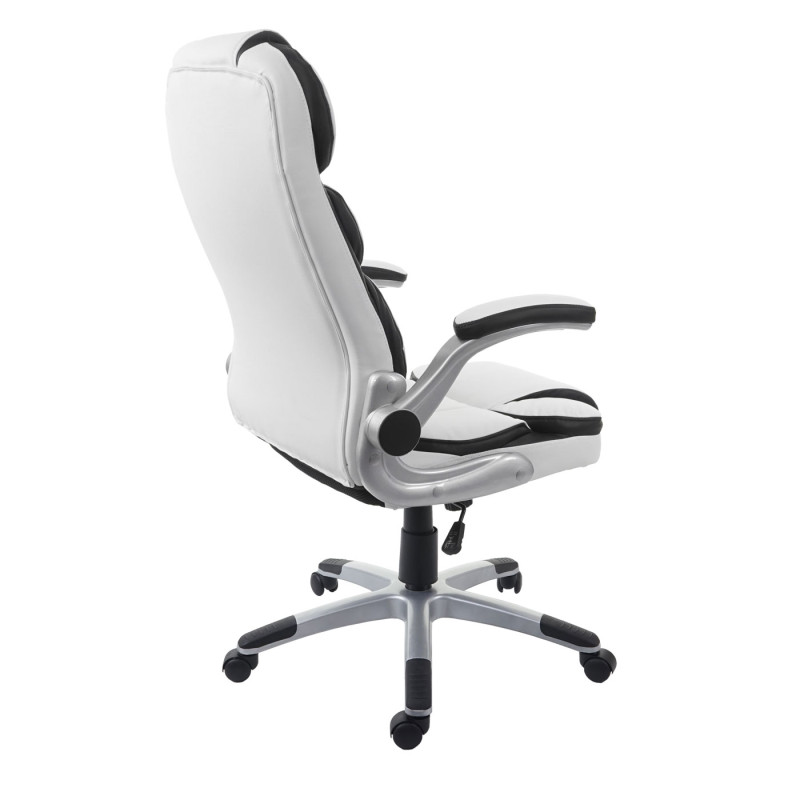 Chaise de bureau chaise pivotante, fauteuil directorial, similicuir - blanc