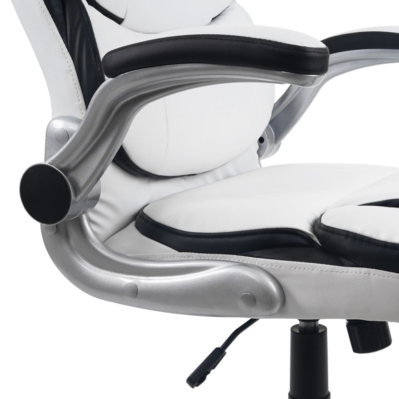 Chaise de bureau chaise pivotante, fauteuil directorial, similicuir - blanc