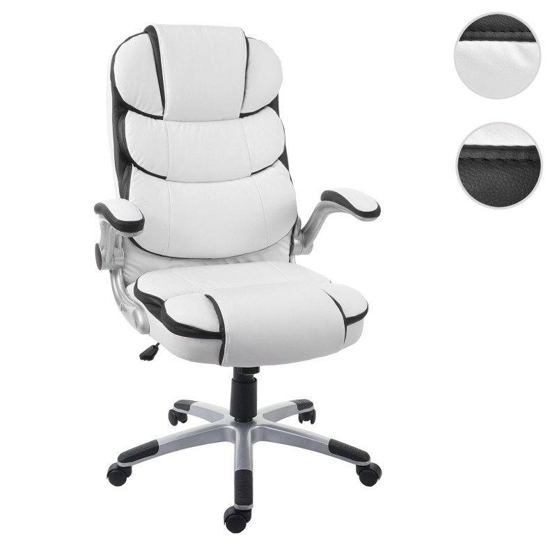 Chaise de bureau chaise pivotante, fauteuil directorial, similicuir - blanc