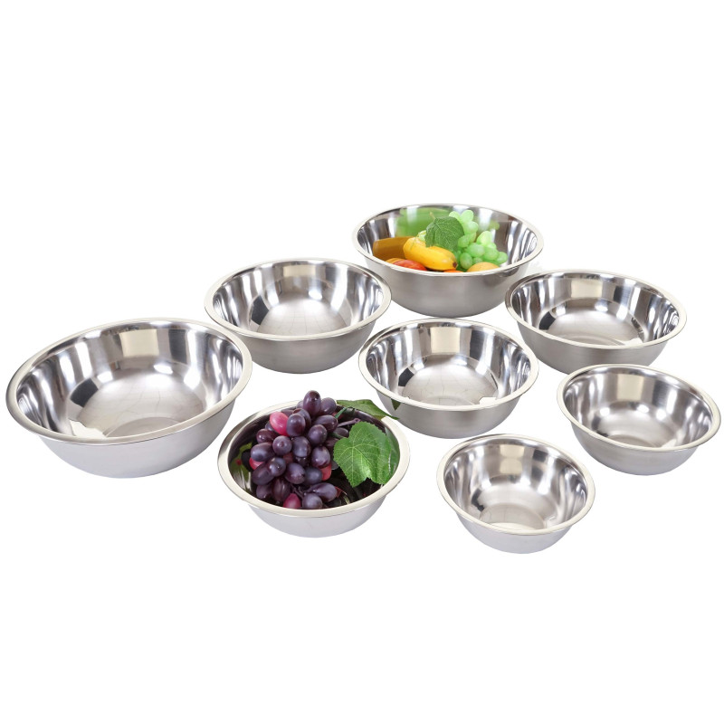 Set des terrines saladier, coupe, plat, 8 pièces, acier affiné, empilable