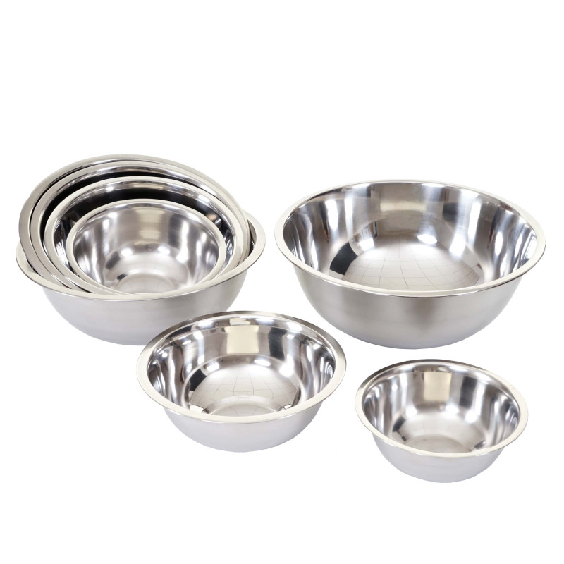 Set des terrines saladier, coupe, plat, 8 pièces, acier affiné, empilable