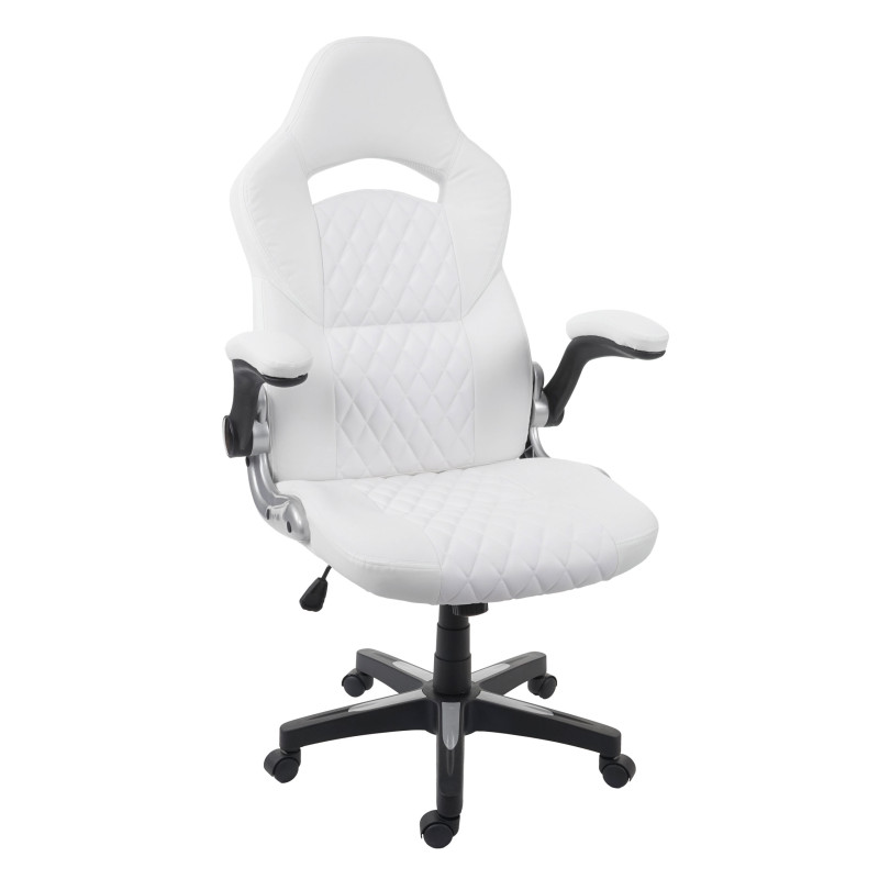Chaise de bureau chaise pivotante, fauteuil directorial, similicuir - blanc
