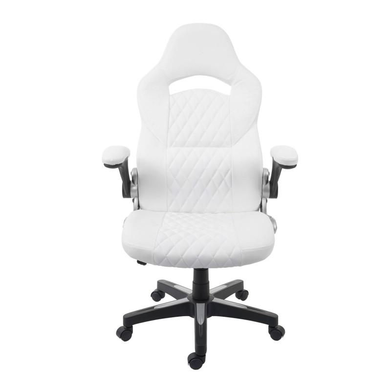 Chaise de bureau chaise pivotante, fauteuil directorial, similicuir - blanc