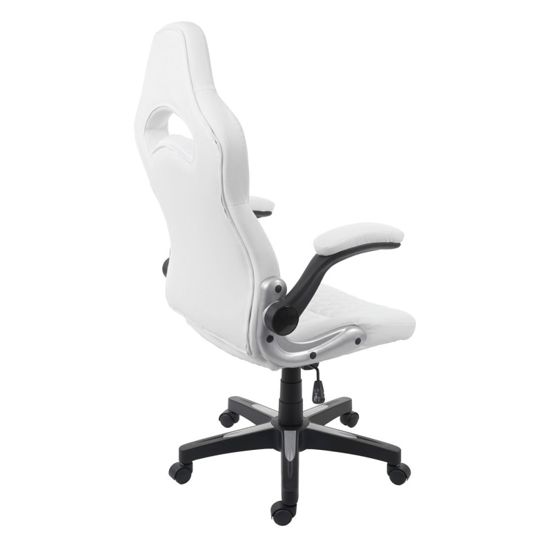 Chaise de bureau chaise pivotante, fauteuil directorial, similicuir - blanc