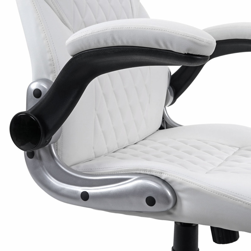 Chaise de bureau chaise pivotante, fauteuil directorial, similicuir - blanc