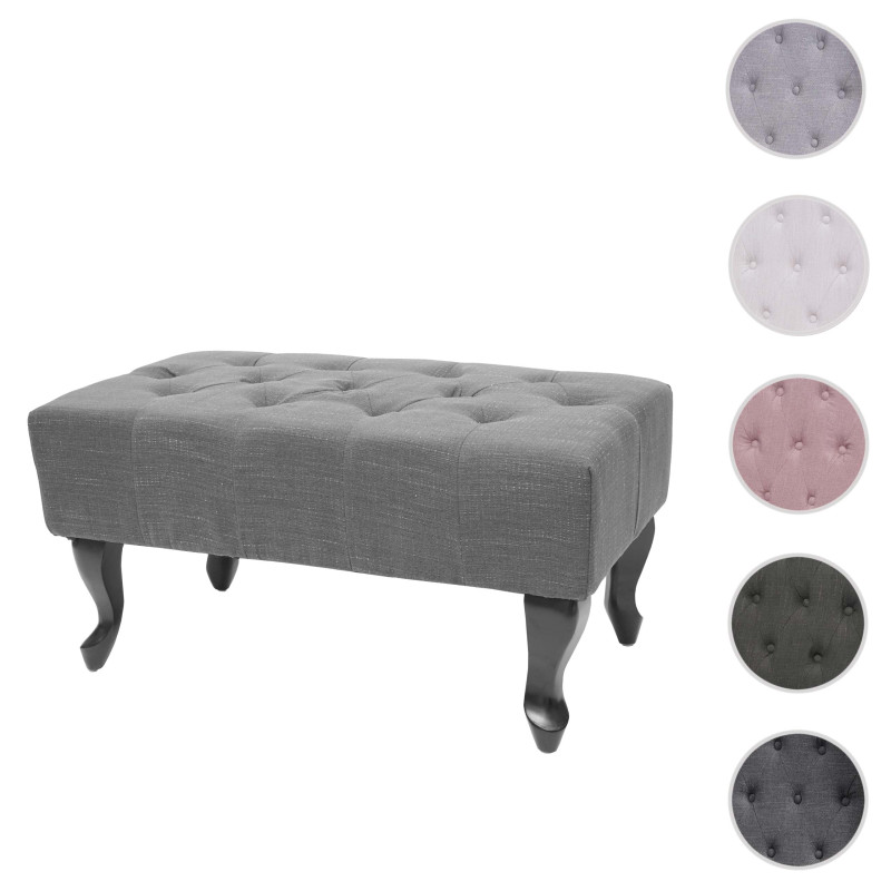 Ottomane Chesterfield, tabouret, repose-pieds, tissu hydrofuge, gris 39x77x47cm