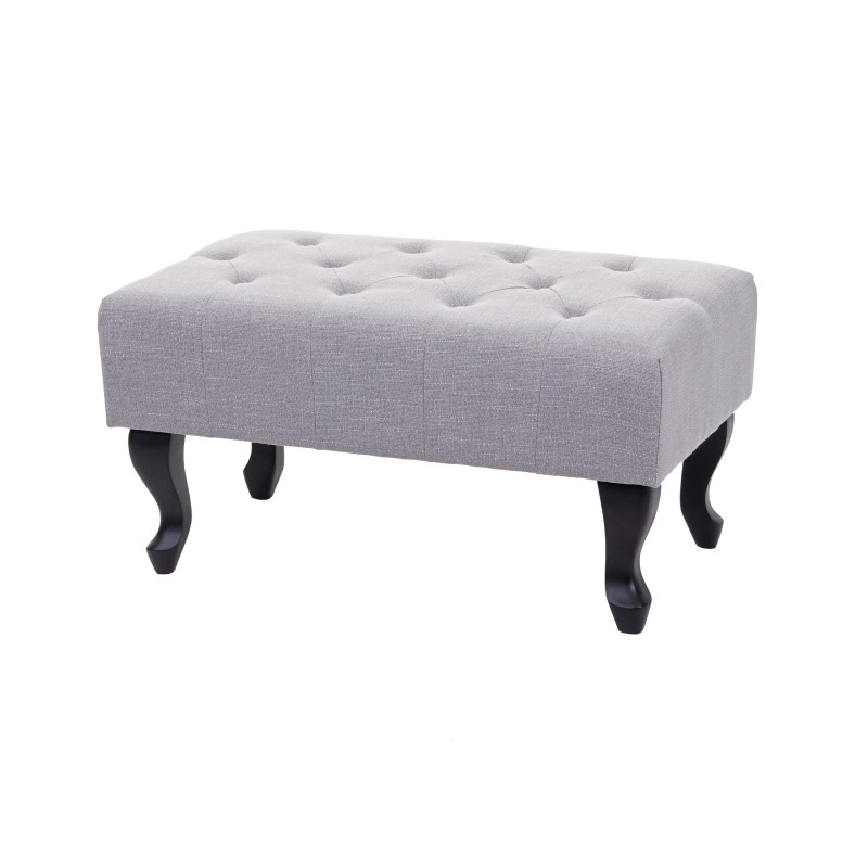 Ottomane Chesterfield, tabouret, repose-pieds, tissu hydrofuge, gris 39x77x47cm