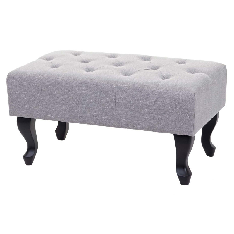 Ottomane Chesterfield, tabouret, repose-pieds, tissu hydrofuge, gris 39x77x47cm