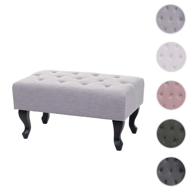 Ottomane Chesterfield, tabouret, repose-pieds, tissu hydrofuge, gris 39x77x47cm