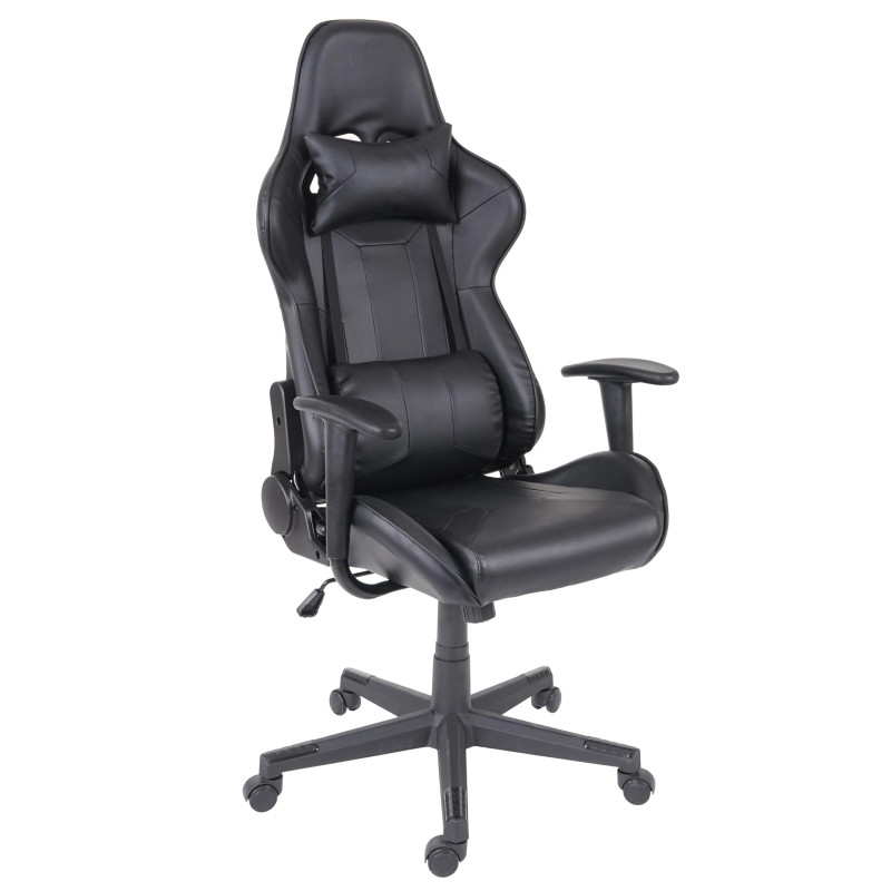 Chaise de bureau chaise pivotante, fauteuil de jeu en ligne, fauteuil directorial, similicuir - noir