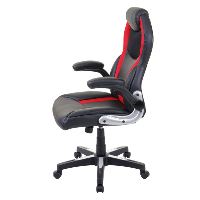 Chaise de bureau chaise pivotante, fauteuil directorial, similicuir - noir/rouge