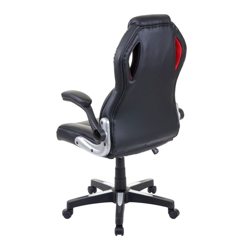 Chaise de bureau chaise pivotante, fauteuil directorial, similicuir - noir/rouge