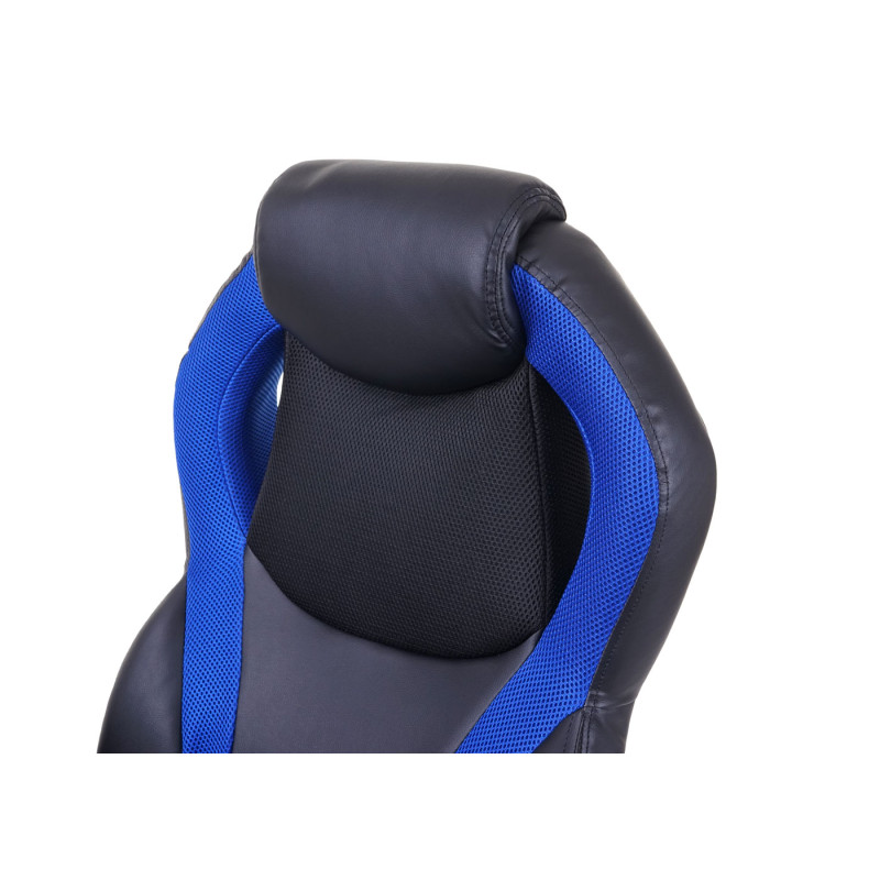 Chaise de bureau chaise pivotante, fauteuil directorial, similicuir - noir/bleu