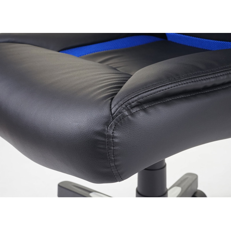 Chaise de bureau chaise pivotante, fauteuil directorial, similicuir - noir/bleu