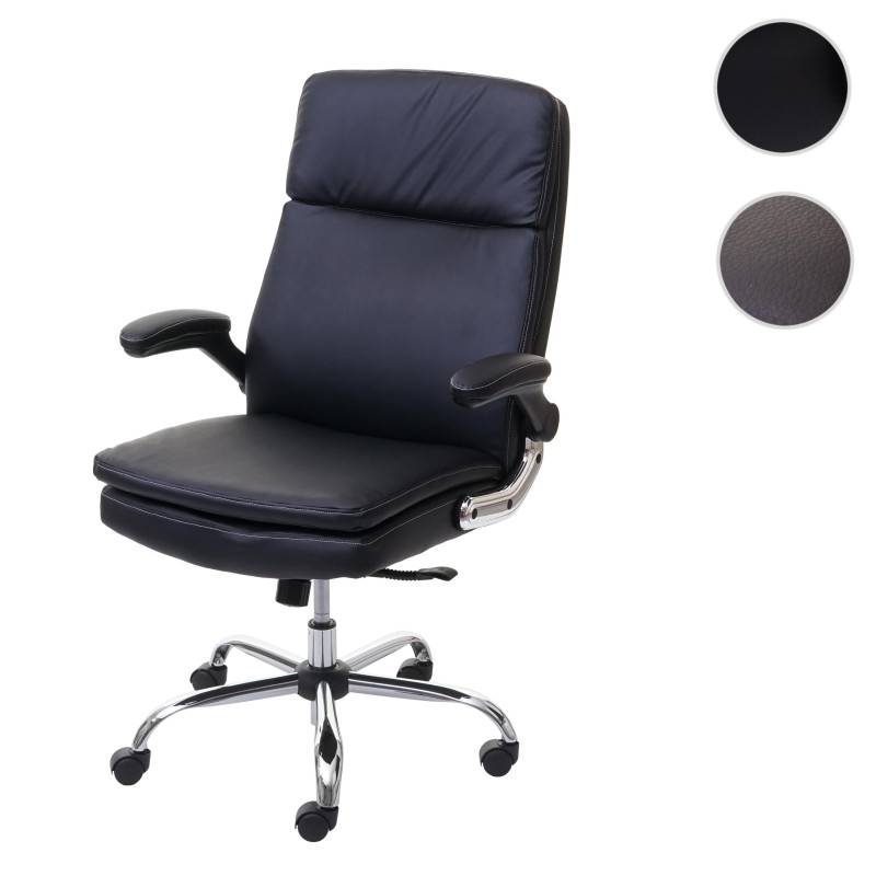 Chaise de bureau fauteuil directorial pivotant, ressorts en spirale, similicuir - marron