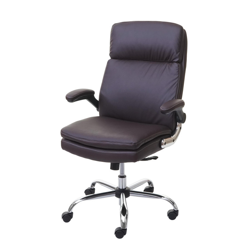 Chaise de bureau fauteuil directorial pivotant, ressorts en spirale, similicuir - marron