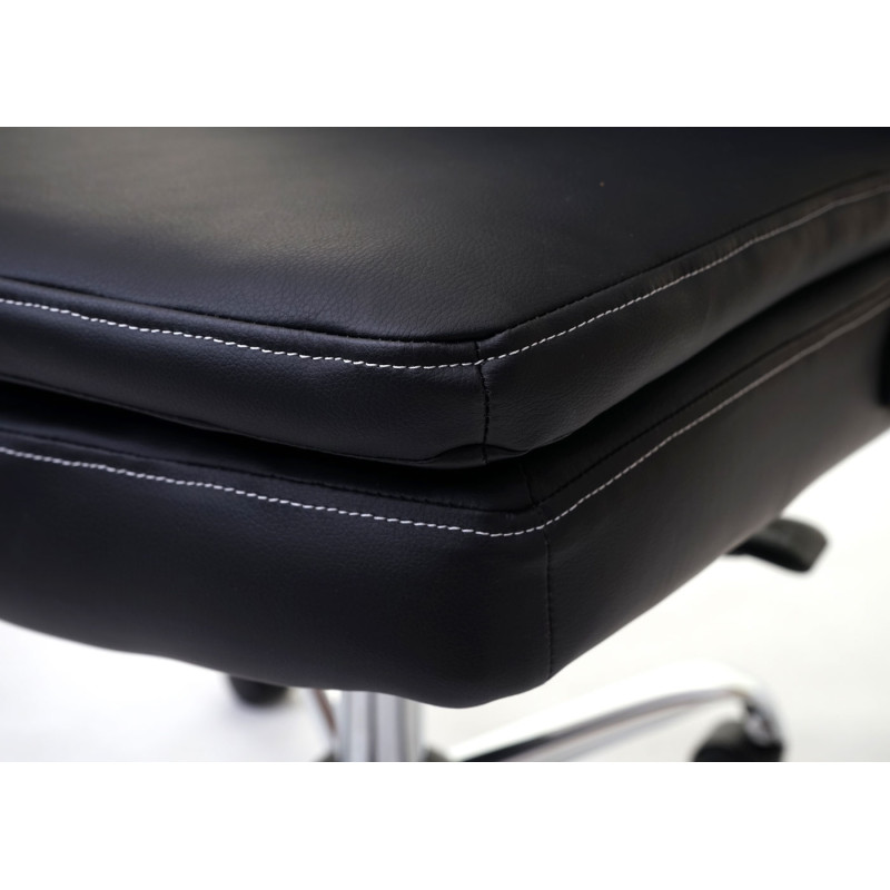 Chaise de bureau fauteuil directorial pivotant, ressorts en spirale, similicuir - noir