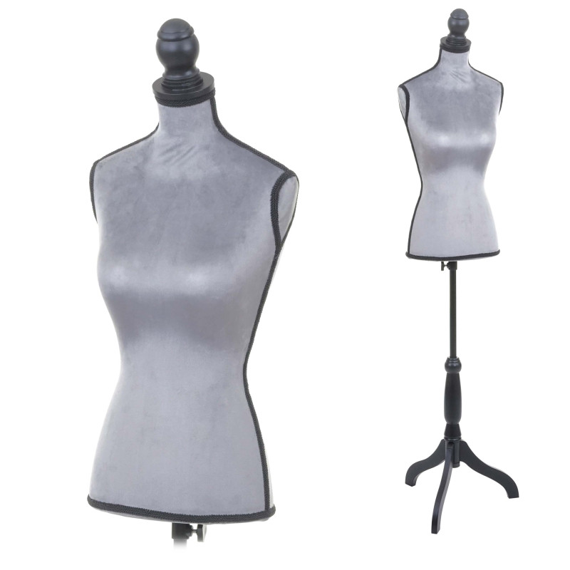 Mannequin de couture T220, mousse synthétique, torse féminin - velours gris