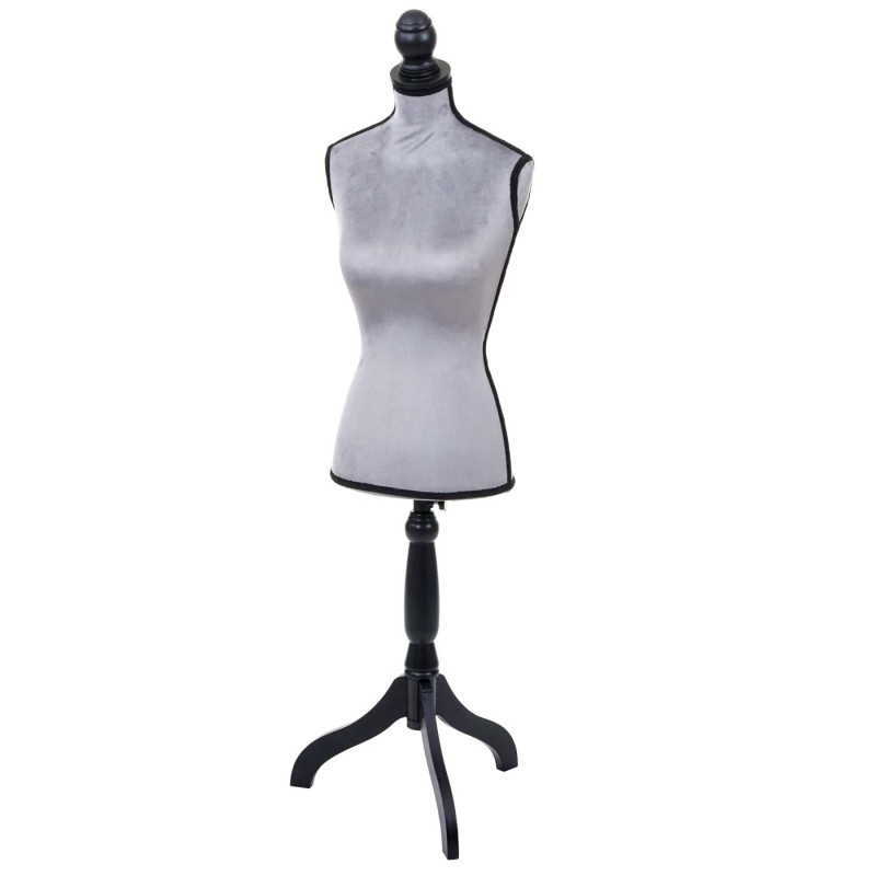 Mannequin de couture T220, mousse synthétique, torse féminin - velours gris